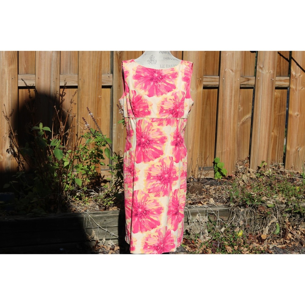 Alex Marie Pink on Yellow Floral Sleeveless Dress Size 12
